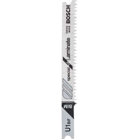 Lame de scie sauteuse Bosch T U1 BIF T-shank - Pack de 3, BIM, denture fine, jusqu'à 15 mm