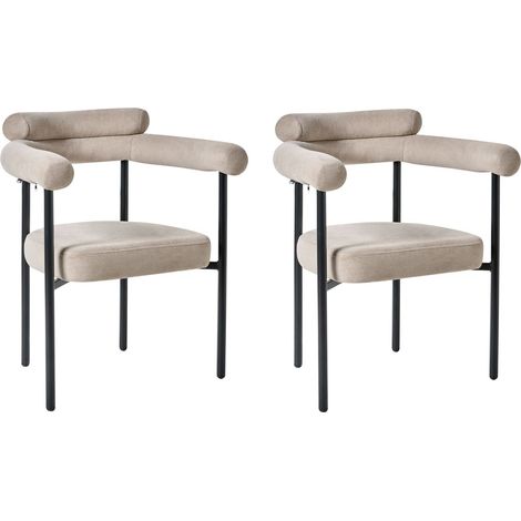 Esszimmerstuhl 2er Set LYNEY Stoff Beige (1/5)