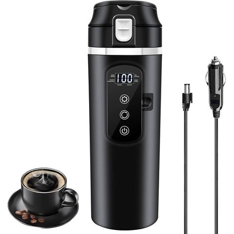 Bollitore per auto, 12V/24V, 400ml, tazza elettrica riscaldata con controllo della temperatura fino a 100°C, a prova di perdite, per viaggi e auto (1/5)