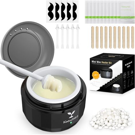 Cire Epilation Nez Kit pour Hommes et Femmes, Chauffe Cire epilation Visage avec 100g Perles de Cire, 5 Bâtonnets Nasaux et Oreilles, 10 Pochoirs Moustache, Chauffe USB (1/5)