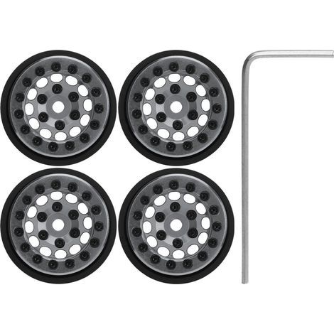 4 pièces jantes beadlock 1.0 pouce 12 trous moyeu en alliage d'aluminium pour FMS FCX24 1/24 crawler couleur titane (1/5)