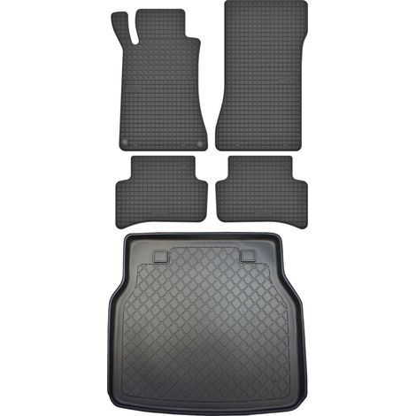 Juego de alfombrillas de goma para coche y maletero para Mercedes Clase C W203 Familiar (2001-11/2007).