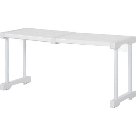 Étagère extensible empilable, support de rangement avec séparateurs, charge max 55 kg, pour placard armoire buffet, longueur réglable 47-68 cm (1/5)