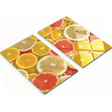 Elegantes y resistentes pizarras de vidrio con estampado de cítricos, 2x30x52 cm. (1/5)