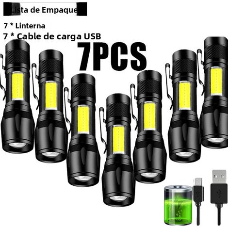 (7 pièces) Lampe torche tactique LED rechargeable, portable, avec clip stylo, étanche (1/5)