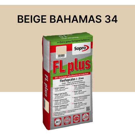 Joint carrelage intérieur et extérieur - 2 à 20 mm - Beige Bahamas 34 - Sopro FL plus - 15 kg