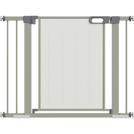 Cancelletto di Sicurezza per Cani Estensibile con Chiusura Automatica 75-103x76 cm Grigio (1/5)