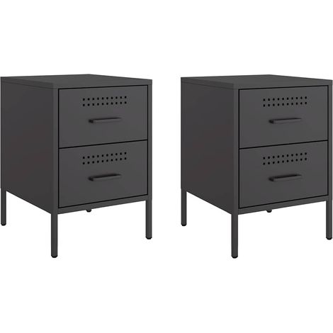 Maison Exclusive - Nachttische 2 Stk. Schwarz 36x39x50,5 cm Stahl