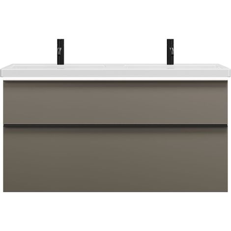 burgbad Eqio double lavabo en céramique, meuble sous-lavabo avec