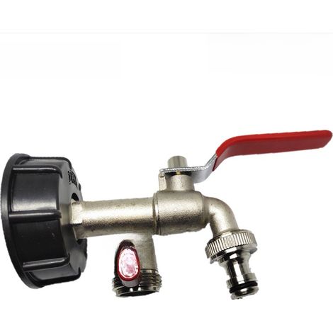 Adaptateur Reservoir IBC - Double Tete S60X6 - Robinet Jardin Laiton - Raccord Tuyau 19 mm - Pour Huile Carburant Eau - 1 Piece