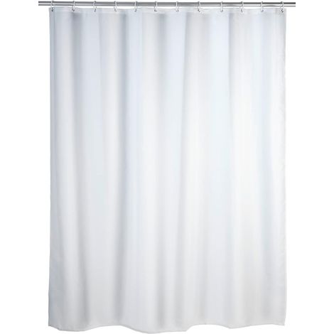 WENKO Rideau de Douche 120x200 cm, Rideau de Douche Blanc, Textile Lavable, 120x200 cm (1/5)