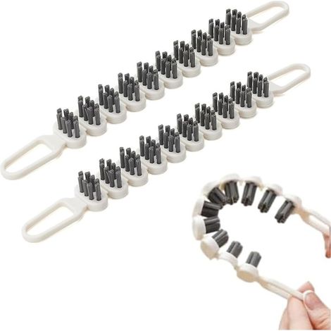 Lot de 2 brosses de nettoyage pour crevasses - Brosse flexible multifonction - Petite brosse de nettoyage fine à poils durs - Brosse de nettoyage pour la maison, la cuisine, la salle de bain (1/5)