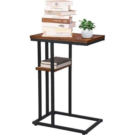 Bout de canapé Table d'appoint en forme de C, table d'appoint pour canapé et lit, petite table d'appoint pour petits espaces, salon, chambre, table de goûter rustique - RWBout de canapé (1/5)