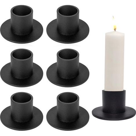 6 piezas, Candelabros, Portavelas, Soporte para velas, Portavelas de metal, Portavelas modernos, fiestas, Navidad, Φ2.5 cm, 52.7 cm, Negro (1/5)