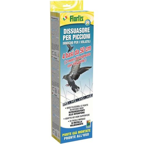 Dissuasore piccioni in acciaio inox, 4x50 cm, grigio