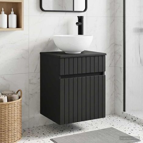 vidaXL Mobile lavabo da parete Nero 39 x 41 x 64,5 cm