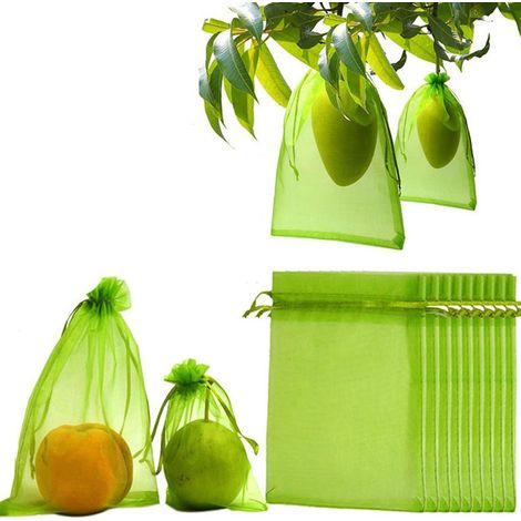 100 pièces Sacs de protection fruits, Sacs filet fruits avec cordon, protection jardin pour fruits et plantes (20 x 30 cm) (1/5)