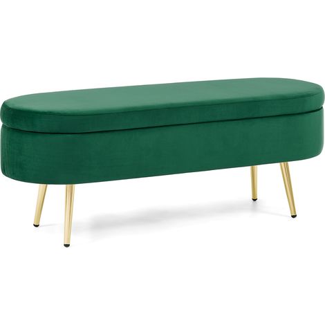 Banco de almacenaje HOMVRA de terciopelo verde oscuro, 20 L, 110 x 40 x 42 cm (1/5)