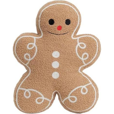 Coussin Bonhomme En Pain D Epices - Peluche Douce Polyester - Décoration Festive Maison Lit - 1 Pièce (1/5)