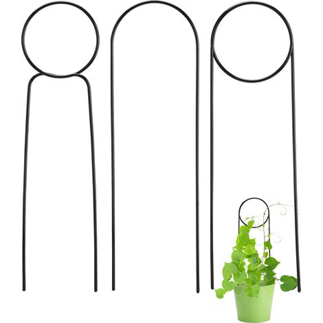 Structure de jardin pour plantes grimpantes en pot [TRELLIS] - 3 pièces (Fer, Noir/Blanc, 40×10cm) (1/5)