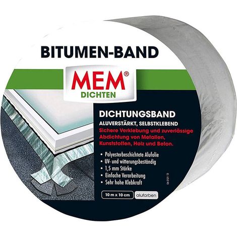 MEM Bitumen-Band 10 m x 10,0 cm Alufarben Dichtungsband (1/4)