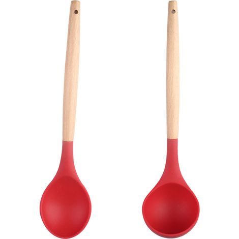 Ustensiles De Cuisine En Silicone Et Bois D'Acacia - Résistance À La Chaleur Pour Poêles Antiadhésives - Lot De 2 (1/5)