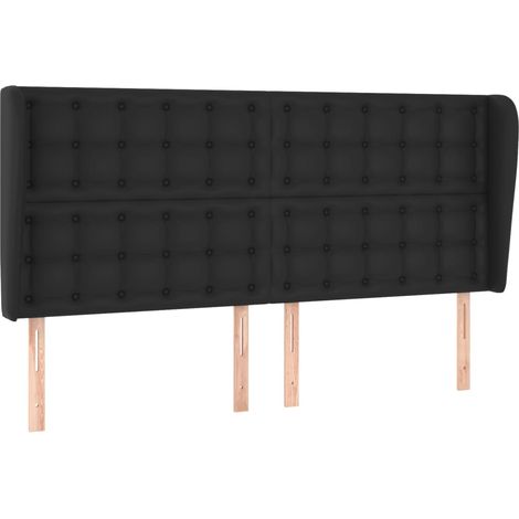 Testiera accessorio letto mobile camera imbottita con bordo laterale 203 x 23 x 118/128 cm sintetico nero TDL0204486