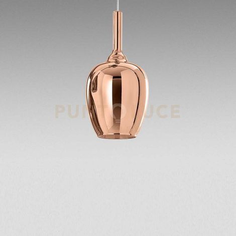 Ofelia S/10 Mini Lampada a sospensione in vetro borosilicato rame specchiato con portalampade G9, cavo 3 metri - Gea Luce
