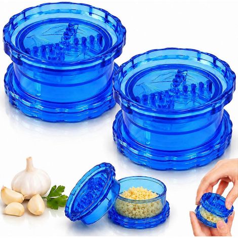 Hachoir à ail manuel Garlic Twister (2 pièces), outil manuel transparent pour hacher l'ail et le gingembre, broyeur d'ail, moulin à ail (1/5)
