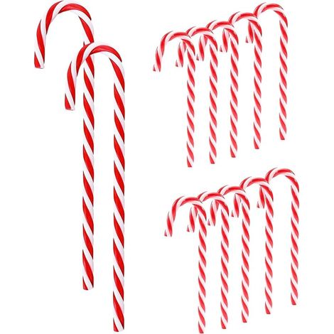 12 Pièces Canne de Bonbons Plastique, Suspendus Candy Cane de Noël, Décorations Sucres d'Orge, Ornements pour Sapin Avec Corde Dorée (1/5)