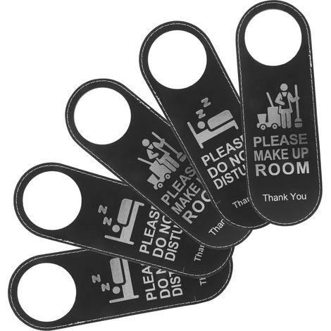 Lot de 5 Panneaux de Porte Suspendus Double Face en Cuir Marron, Panneaux « Ne Pas Déranger » et « Veuillez Ménage » pour Hôtel, Bureau, Café, Indicateurs Clairs pour Chambres (1/5)