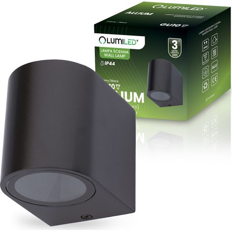 Lámpara de pared para jardín, fachada, lámpara de exterior, GU10, ALLIUM, negra, LUMILED