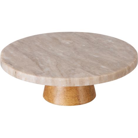 Plat à gâteau avec pied, en céramique, beige, Ø 28 cm x 9 cm (1/3)