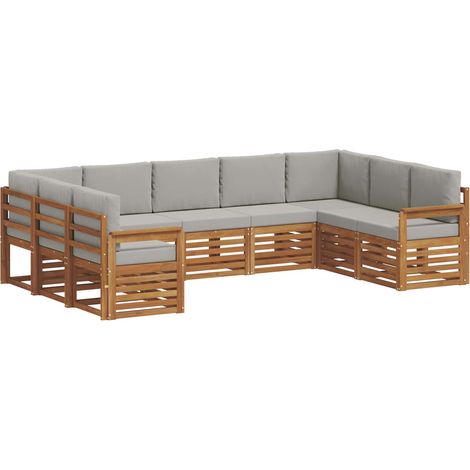 Conjunto de sofás de exterior 9 uds. Gris Natural y Claro vidaXL (1/5)