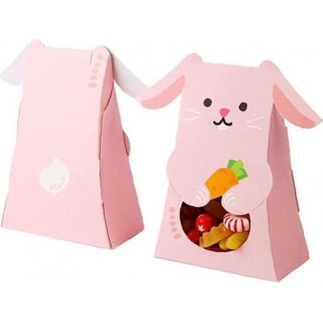Caja de regalo decorativa con forma de conejito, 1 unidad, 10x5x16,5 cm, OPO42R