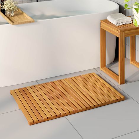 vidaXL  Bath Mat  Plain Brown 80 x 50 cm Wood
