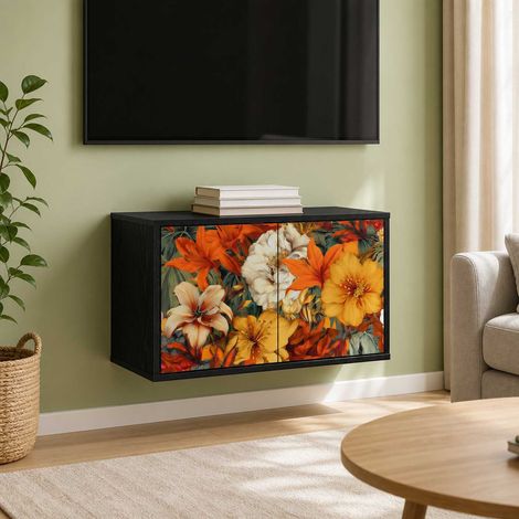 vidaXL Wall-mounted TV Cabinet GENNEP 69 x 33 x 40 cm Black Oak (1/5)