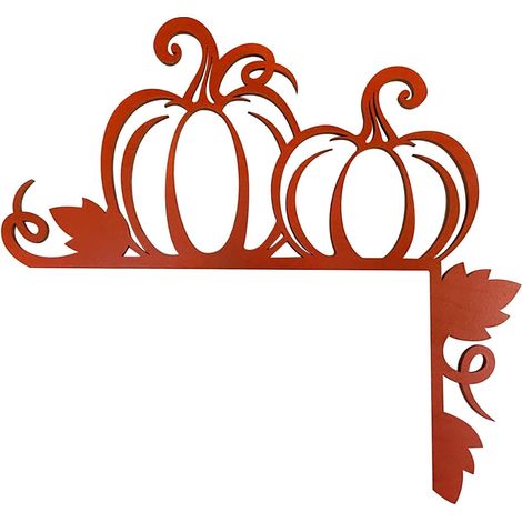 Corner Decoration - Wooden Door Topper - Fall Autumn Halloween Pumpkin Maple Leaf Theme - 25 x 25 cm - For Door Frame Window Mirror - 1 Piece (1/4)