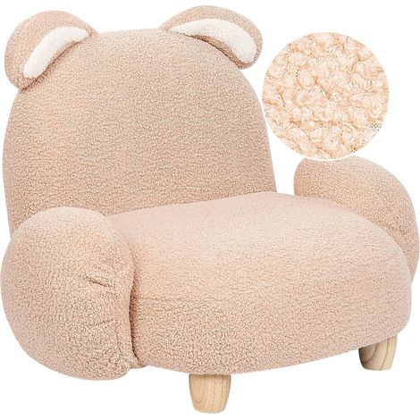 Poltrona animale Imbottitura in bouclé Forma di coniglio Design Peluche Mobili per bambini Beige Kanna