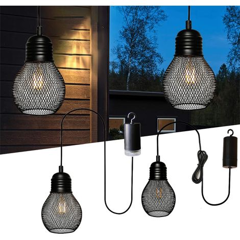 Set of 2 decorative chandeliers, outdoor hanging chandeliers with LED bulbs, warm light/no remote control