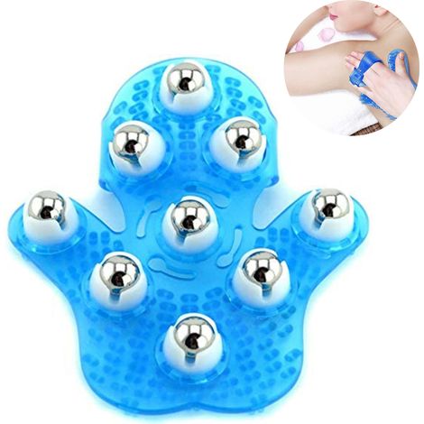 Gant Massageur À Rouleaux - 9 Boules Métalliques Rotatives 360° - Pour Cou, Dos, Jambes, Pieds Et Corps Entier - 1 Pièce (1/5)
