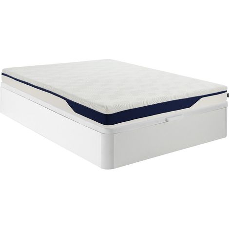 Set 160 x 200 cm rete letto contenitore bianco + materasso in schiuma HD 7 zone e strato in gel memory sfoderabile sp.22cm - FAGANI di YSMÉE