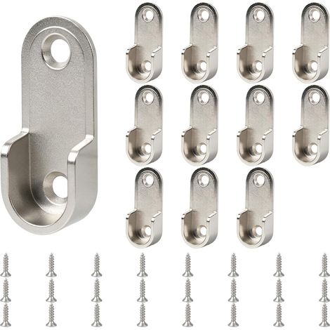 Support Penderie, Support Barre Armoire en Métal, Fixation Tringle, Tube Rond pour Garde-Robe et Placard, Accessoire Montage Facile avec Vis. (1/5)