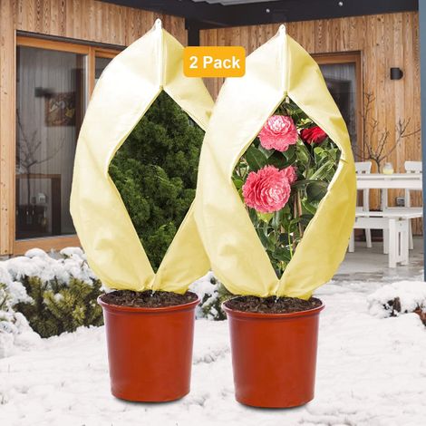 Lot de 2 voiles d'hivernage pour plantes de jardin, avec fermeture éclair, protection contre le gel (1/5)