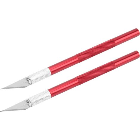 Kit de Couteaux de Précision pour Modélisme et Scrapbooking, 20 Lames Incluses avec Règle - Accessoire DIY et Artisanat Rouge (1/5)