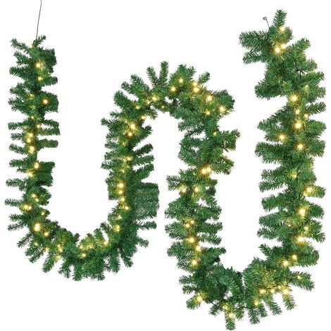 Guirlande de Noël artificielle de 5 m avec éclairage, guirlande lumineuse à 100 LED blanc chaud IP44, pour sapin, intérieur et extérieur, décoration de Noël (1/5)