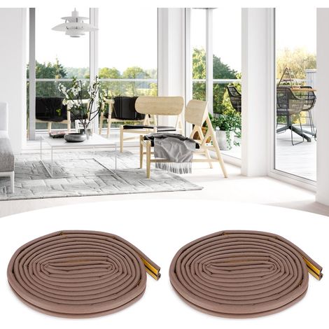 Lot de 2 bandes d'étanchéité autocollantes insonorisantes pour porte coulissante antivol, marron (1/5)