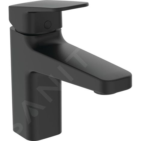 Ideal Standard Robinet de lavabo Ceraplan H90 sans garniture de vidage saillie 124mm Silk Black, BD222XG (1/4)
