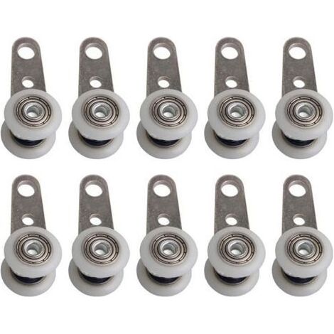 Lot de 10 roulettes pour baies vitrées ou portes coulissantes - en métal et en plastique - 4,5 x 1,9 cm (1/5)