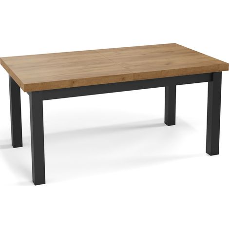 Moderner Rechteckiger Ausziehbarer Esstisch - Platzsparend - Schwarze Holzbeine - 200 bis 300 cm - Hergestellt in EU - 200 x 100 cm - Wotan Eiche